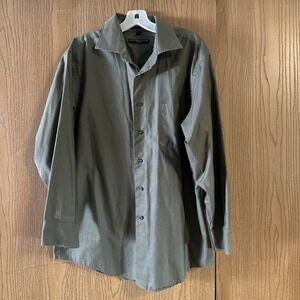 Geoffrey Beene Fitted Men Shirt Green Size XL Wrinkle Free